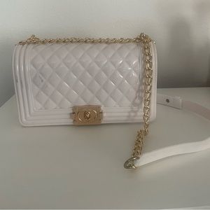 Plastic Hand Bag, Color White, Used